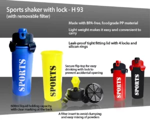 H93 – Sports Shaker With Lock (With Removable Filter)